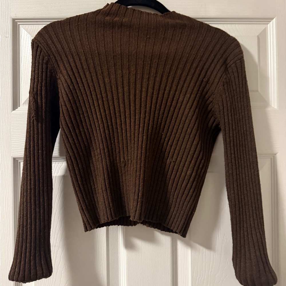 Brown Ribbed Women's Sweater